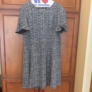 DKNY Monochrome Tweed Midi Dress